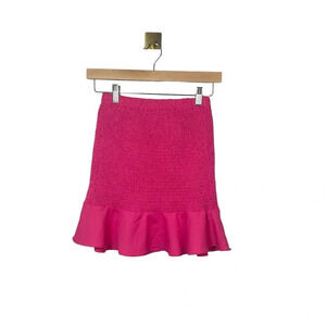 O. Vianca Women’s Shirred Smocked Ruffle Mini Skirt in Pink One Size